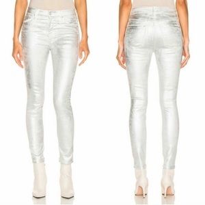 NWT Mother High Waisted Looker Ankle Silver Jeans